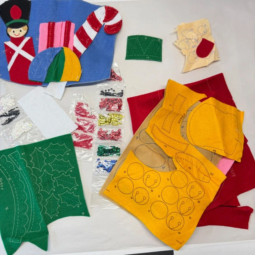 Vintage 1991 Bucilla Chock Full of Toys Jumbo Felt Stocking Kit 82913 Red